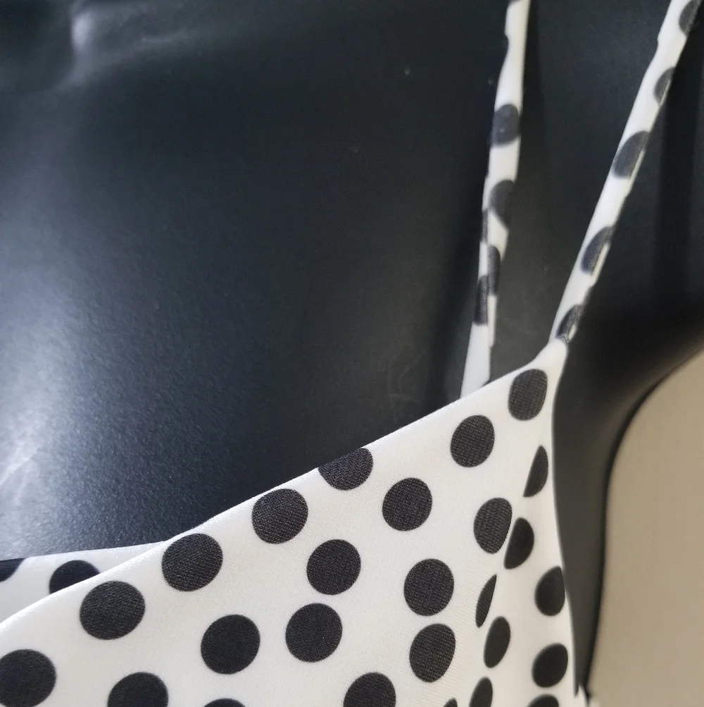 Zara Black and White Polka Dot Ruched Bodycon Dress Small - Picture 5 of 7
